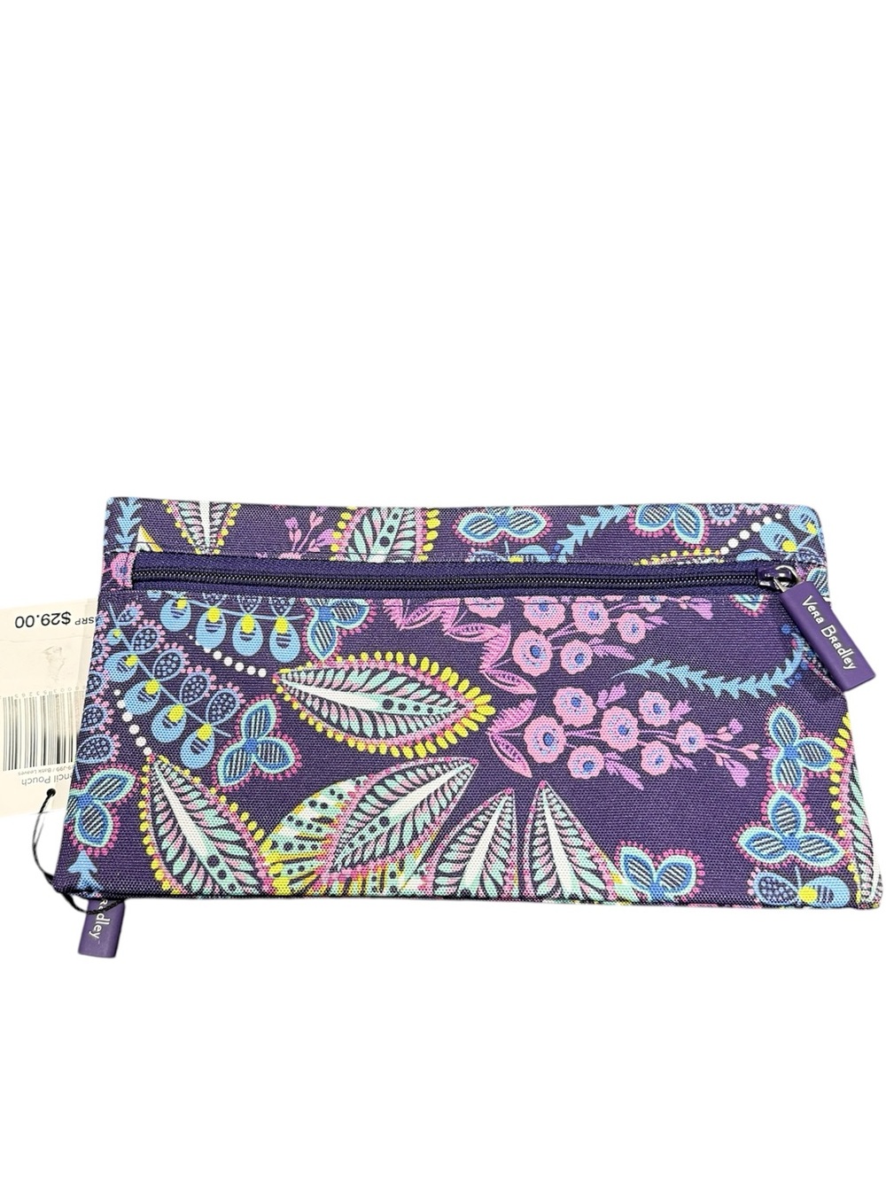 Vera Bradley NWT pencil pouch Batik Leaves purple New unused